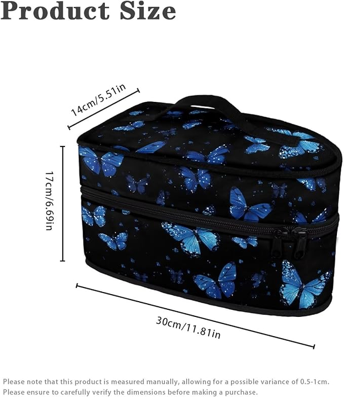 Fantasy Blue Butterfly Print Steam Iron Case Portable Travel Iron Organizer Handheld Steamer Holder with Handle Waterproof Travel Case Iron Accessories, Case Only