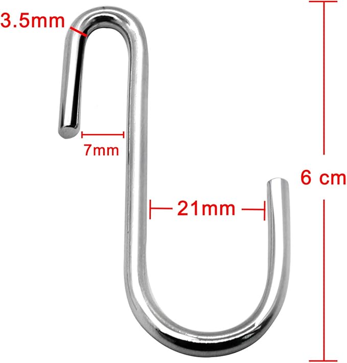 YourGift 10 Pack Heavy Duty S Hooks Silver S Shaped Hooks Hanging Hangers Hooks for Kitchen, Bathroom, Bedroom and Office: Pan, Pot, Coat, Bag, Plants(10 Pack/Silver/Small)