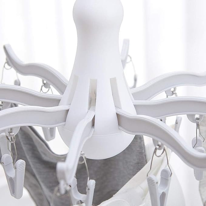 Rogess Octopus Drying Hanger, Clothes Drying Hanger with Clips, Sock Hanger for Drying, 8-Claw Octopus Hanging Dryer with 16 Clips Small Hanger, Travel, Indoor Outdoor use (Pink)