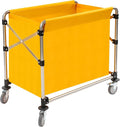 Commercial Laundry Cart with Wheels, 440lbs Folding Laundry Cart, Rolling Laundry Basket with Oxford Cloth Hamper, 34.25 * 20.47 * 30.7in for Home, Dorm, Hotel, and Commercial Use (Yellow)