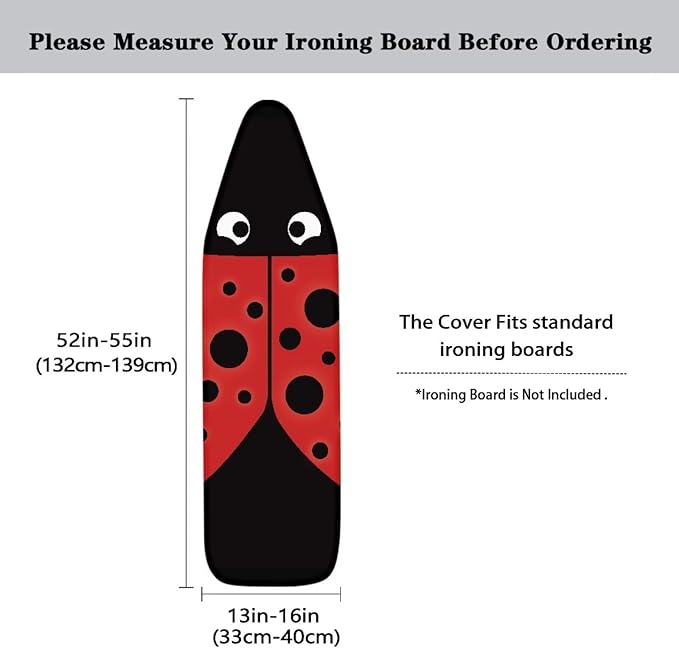 SEANATIVE Ladybug Ironing Board Cover Standart Size 15 X 54 inches, Tabletop Ironing Board Cover Replacement Cover, Adjustable Elastic Edge Fit