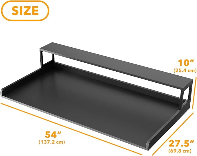 SpaceAid 2-Tier Washer Dryer Countertop, Laundry Topper with Rack Shelf 54" Width x 27.5" Depth x 10" Height Organizer Cover for Washer and Dryer Laundry Hamper Counter Storage (Black)