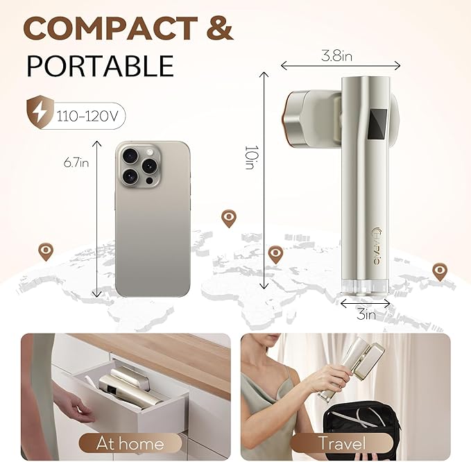 HAPAIS Steamer for Clothes,2-in-1 Clothes Steamer Handheld with 200ml Large Capacity,25 Min Continuous Use,4 Modes 1300W Travel Steamers with Storage Bag for Travel/Home