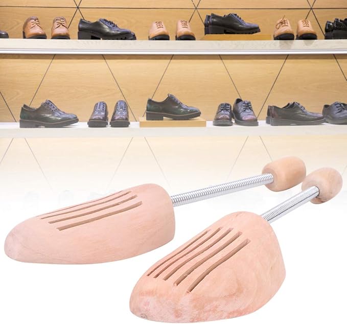 2Pcs Shoe Tree for Men Women, Wood Shoe Tree Stretcher Shaper with Spring Column, Lightweight Wooden Shoe Stretchers(37-38)
