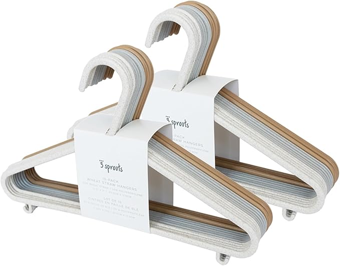 3 Sprouts Wheat Straw Plastic Hangers - 30-Pack Toddler Hangers for Child & Baby Clothes, Coats - Ideal for Small Girls, Boys, Children & Kids Closets - Speckled Assorted