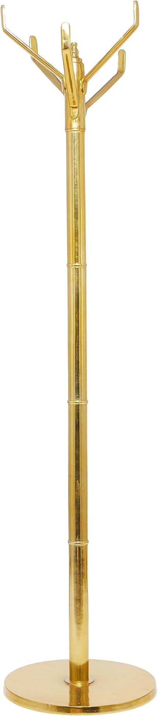 Deco 79 Aluminum Metal 4 Hook Coat Rack, 15" x 15" x 69", Gold