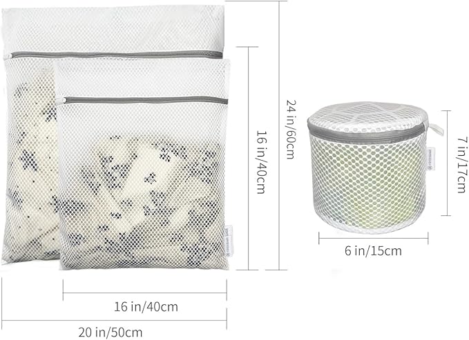 Honeycomb Mesh Laundry Bags for Delicates, Travel Storage Organize Bags,Clothing Washing Bags for Underwear, Lingerie, Bra, Blouse, Stocking, Socks, Jacket, Coat, Blanket, Shoes,Extra Strong(Bra+M+L)