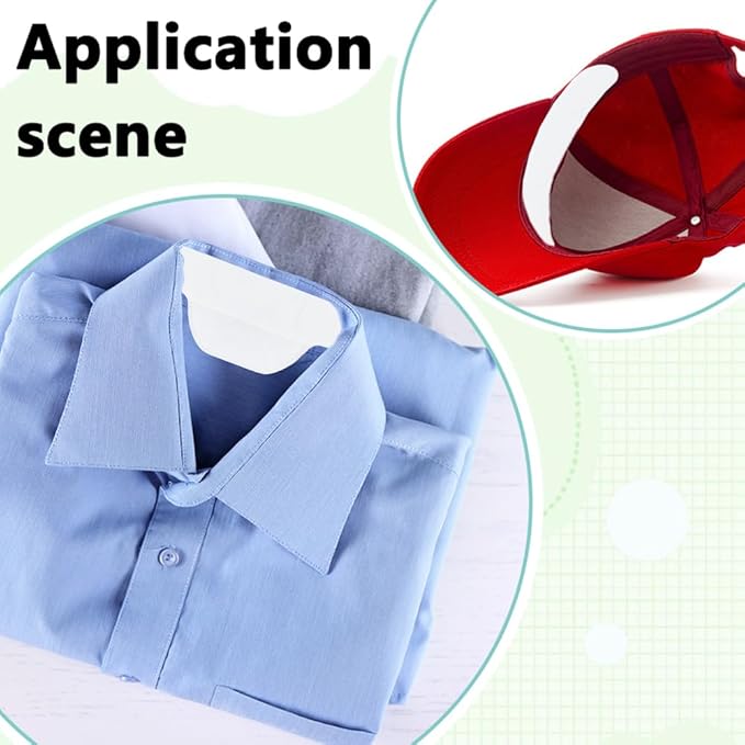 100PCS 2 Styles Disposable Collar Protector Shirt Neck Liner Hat Sweat Liners Protection Collar Protectors Sweat Absorbent Liner Pads for Hat Shirt Neck Liners Armpit Tape Collars Protector