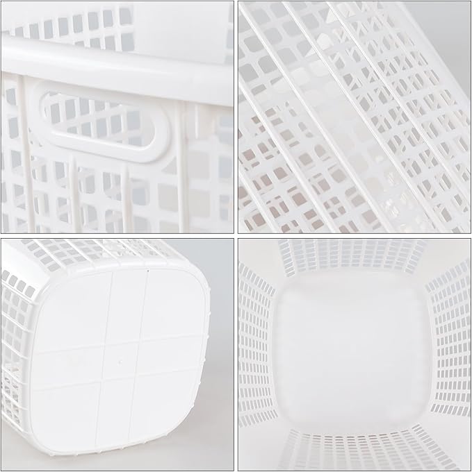 Plastic Large Laundry Hamper, Portable Laundry Basket for Home, Bathroom, College (6-Pack, White)