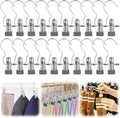 Clothes Pins Hanging Clips, 2025 Upgrade Space-Saving Clothespin Hat Pants Storage Hanging Travel Hook, Multifunctional Hanger Hooks Anti Rust Clips for Clothes (20, Gray)