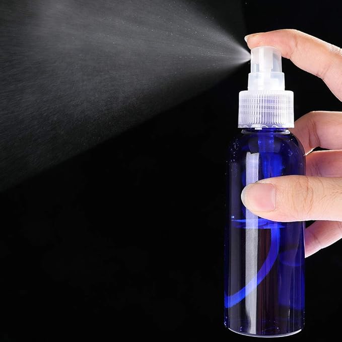 Fine Mist Spray Bottle 3.4oz/100ml Clear Travel Bottles Leak Proof for Makeup Cosmetic Containers (BLUE)