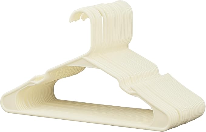 VECELO 25 Pack Plastic Hangers,Clothes Hangers with Shoulder Grooves for Closet Coat Shirts - Space Saving,Heavy Duty Hanger