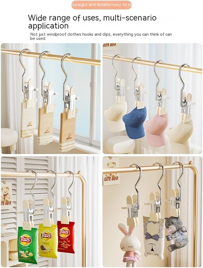 10/30/50Pcs Space-Saving Clothespin, Upgrade Double Head Clamp Dipped Hanger for Closet Hooks Garment Clip Hat Pants Storage Hanging Travel Hook (White, 30PCS)