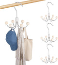 3 PCS Hoodie Hangers, 360° Swivel Sweatshirt Hangers, Scarf Hanger, Wooden Closet Hooks, Handbag Organizer, Bra Hanger, Closet Organizer for Hoodie, Bra, Scarves, Belts, Purse & Accessories Storage