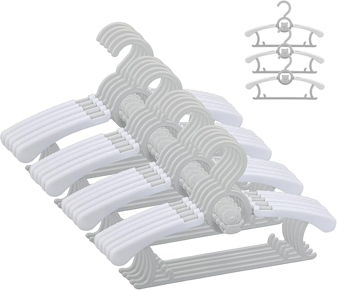 JSF Baby Hangers,20 Pack Baby Clothes Hangers for Closet Kids,Save Space Plastic Hangers Toddler Infant Nursery Child Small Children(Grey)