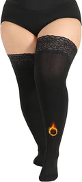 Plus Size Thigh High Socks for Women Fleece Lined Extra Long Over the Knee Stockings Leg Warmers Boot Socks
