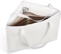 Foldable Triangle Hanger Bag with Handles, Space Saving Organisers Tidy Storage in Closets, 18" x 13" x 13.2", White, Cotton, Linen