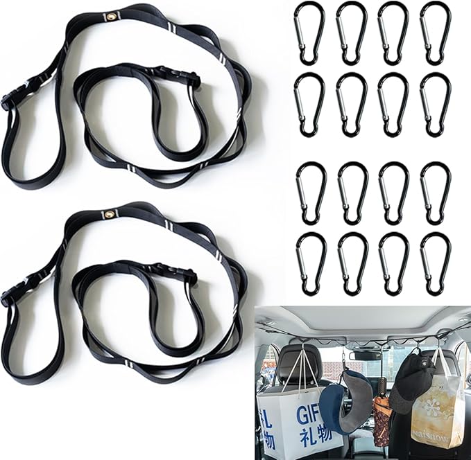 Car Clothes Hanger,Clothesline Clothes for Cars,Car Rear Multifunctional Hanging Clothes Hanger for Outdoor Travel Clothes Hanging Organizer for Car, SUV, Truck (2)