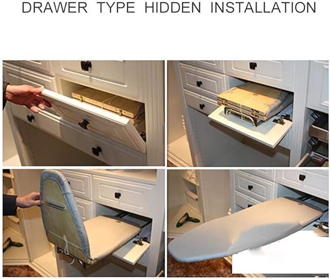 Hiding Ironing Board Foldable Ironing Station in Cabinet for Apartment & Small Room | Sturdy Folding Board, Easy-Release Lever 11.8 (W) x 5.5 (H) x Length 16.9 (L) White