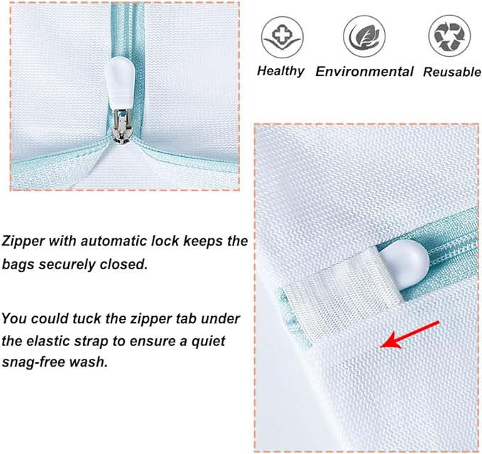 Large Mesh Laundry Bags, 2 Pack 35 in x 27 in Washable Fine Net Washing Machine Bags for Delicates, Blankets, Comforters, Bedding, Clothing, Toys, Pet Items