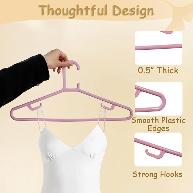 Urby Extra Wide Hangers for Plus Size Clothes, 19 Inch Plus Size Hangers, Durable Space-Saving Plastic Hanger for Oversized or XL, XXL Shirts, Coats, Etc. Pink 20PK