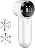 Fabric Shaver, Electric Lint Remover, Rechargeable Lint Shaver, Household Essentials for Clothes, Upholstery, Furniture, Sweater Defuzzer to Remove Pilling, Battery Operated, White