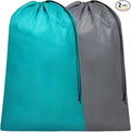 F-color Travel Laundry Bags 2 Pack - Cruise Essentials 2026 Washable Large Dirty Clothes Organizer Pouch 24 x 36 Inch for Cruise Ship Cabin, Summer Camp & College Dorm Hamper Liner, Blue & Gray