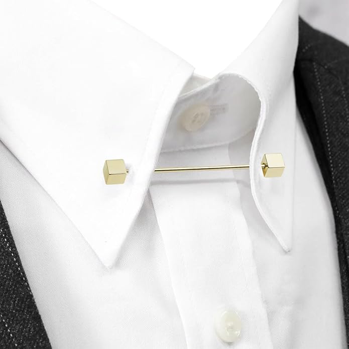 Classic 4-Piece Set Solid Brass Collar Bar for Men Multi-Style Metal Anti-Curl Shirt Collar Stays Tie Pins