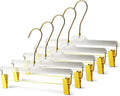 Acrylic Clip-Hangers White for Pants, Skirts and Shorts with 360 Degree Silver/Golden Hook | Space Saving & Non-Slip | 5 Pack