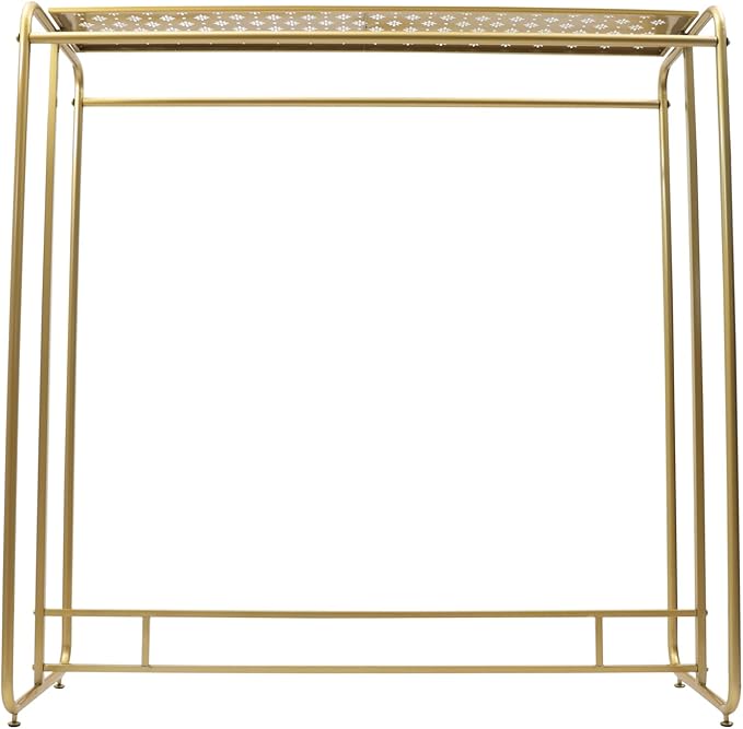 Heavy Duty Gold Clothing, Commercial Gold Rack for Clothes Retail Display Clothes Rack Double Rod Clothing Display Rack Floor Standing Metal Garment Rack for Clothing Stores Iron