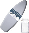 SheeChung Ironing Board Cover and Pad 18x54,Extra Thick Cotton Cover,Scorch and Stain Resistant Large Iron Board Cover with Padding,Wide Ironing Cover with Adjustable Fasteners and Velcro,Silver Grey