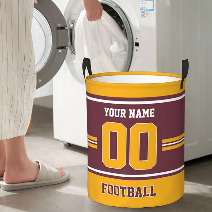 Custom Laundry Hamper Personalized Laundry Basket Customized Name And Number Collapsible Storage Basket for Bedroom Bathroom Living Room Gifts