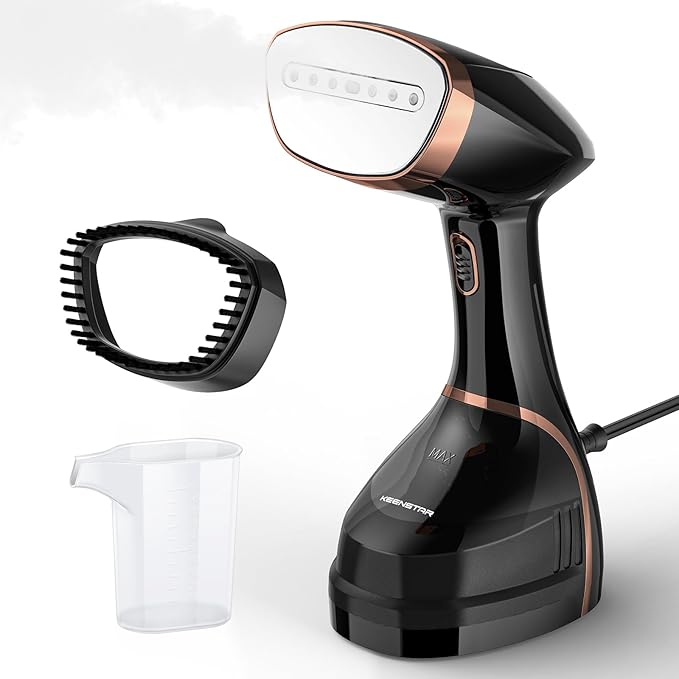 KEENSTAR Steamer for Clothes, Portable Handheld Garment Steamer, 1500W 2 in 1 Fabric Wrinkles Remover, 30-Second Fast Heat-up, 250ml Detachable Water Tank, Steam Iron for Home and Dorm (120V Only)