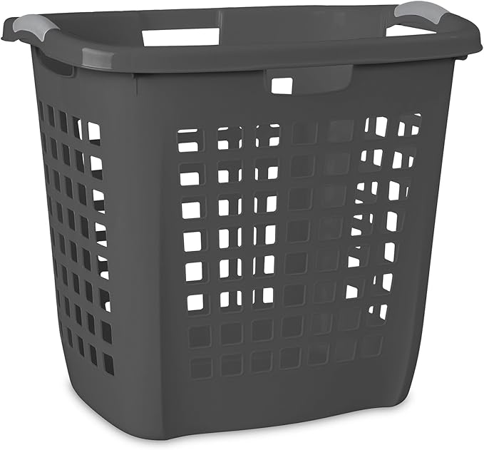Sterilite 4-Pack 2.1 Bushel Ultra Easy Carry Hamper, Laundry Basket Organizer, Flat Gray - Large Plastic Clothes Bin for Home, Dorm, Bathroom, and Bedroom Organization