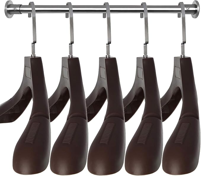 DEDU Suit Hangers for Men 20 Pack, Extra Wide Suit Hanger Non Slip Width 17.7", Thick Plastic Coat Hangers Brown with Metal Hook