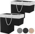 Stair Basket for Stairs with Handle, Staircase Baskets for Carpeted and Wooden Stairs,16" Step Storage Basket for Toys, Clothes, Books, Tools, with Hard Board, Anti-slip (Black&White, 2 pack)