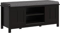 HOMCOM Entryway Shoe Bench Storage Ottoman with Sliding Doors, Adjustable Shelving, 6 Compartments, and Padded Seat, Holds 10 Pairs, Black