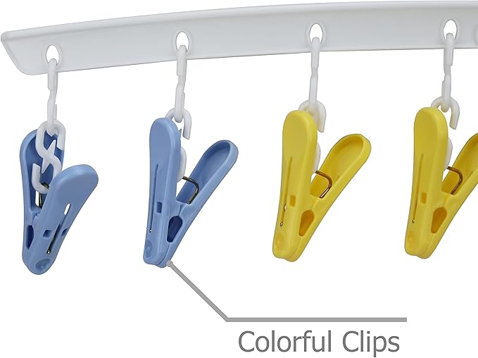 EIKS 2 Pack Hanger Drying Rack with 8 Clips for Drying Socks, Bras, Towel, Underwear, Scarf, Hat, Apply for Home Outdoor Travel Portable