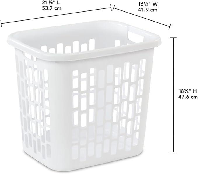 Sterilite Easy Carry Laundry Hamper, Ventilation Holes and Handles to Carry Clothes Between the Laundry Room and Bedroom, Plastic, White, 4-Pack