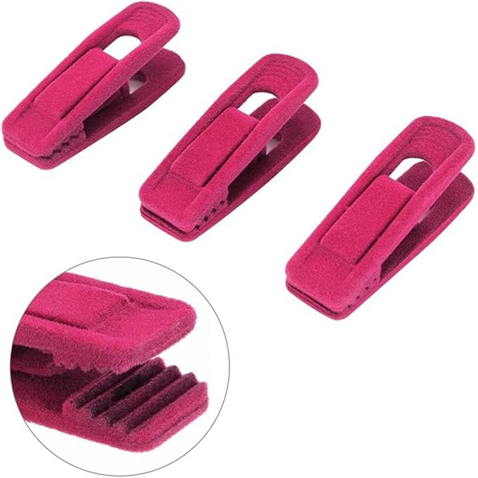 RUNAAJA Velvet Hangers Clips Pants Hangers Clips Flocked Hanger Clips Hanger Plastic Thicken Clothes Pants Pants Clip for Thin Velvet Clothes Suit Socks Hangers (Rose Red*20)