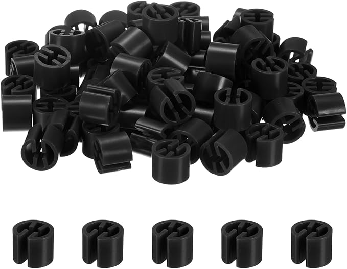 100-Pack Clothes Hanger Markers Blank, Plastic Garment Color Coded Size Clips Fit 3.5mm Rod for Clothing/Wire Hangers, Colored Coding Marker [Black]