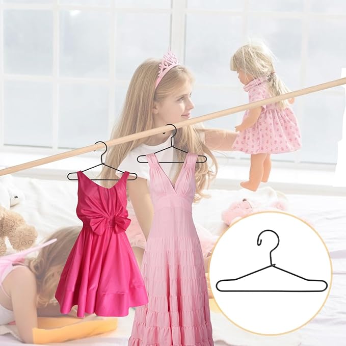 Wire Hangers Wire Hangers Mini Doll Dress Miniature Black Metal Doll Clothes for Shirts Gown Coat Dress Outfit 20pcs Coat Black
