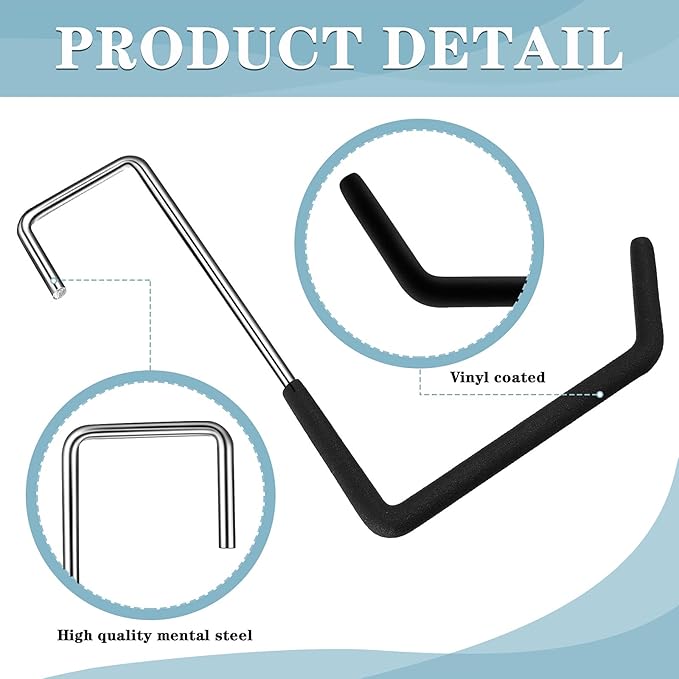 Ferraycle 8 Pieces Rafter Hanger Hook Heavy Duty Large S Hooks Bicycle Hook Vinyl Coated S Hooks Galvanized Steel for Ladder Bike Hangers Sports Equipment Garage Storage Organizer (Black)