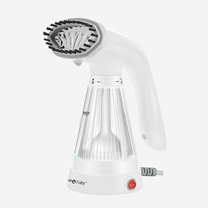 True & Tidy Complete Garment Care Set - Portable & Compact Handheld Travel Steamer with Extra Large Laundry Bag and Lint Roller Bundle (Handheld Steamer Only - White)