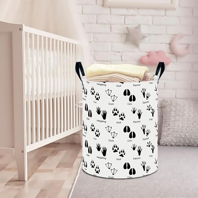 CLOCOR Large Laundry Basket,Waterproof Nursery Hamper,Collapsible Fabric Storage Container,Room Decor,Gift Basket（Animal Paw