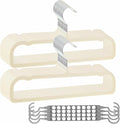 Velvet Pants Hangers Non Slip, 30 Pack Velvet Hangers for Closet with Porous Hooks, Strong Durable Space Saving Slim Clothes Hanger, Ultra Thin Flocked Hanger for Pants/Shirts/Bra/Shorts (Cream)