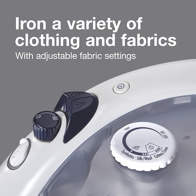 Proctor Silex Iron & Vertical Steamer for Clothes with Nonstick Soleplate, 1200 Watts, Adjustable Spray and Blast Steam Settings, Auto Shutoff, White (17150Y)