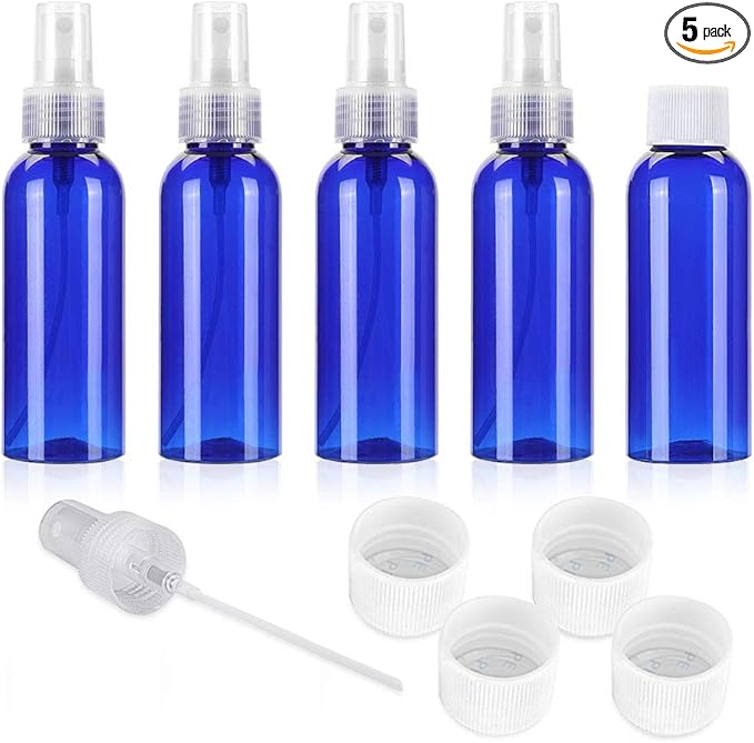 Fine Mist Spray Bottle 3.4oz/100ml Clear Travel Bottles Leak Proof for Makeup Cosmetic Containers (BLUE)