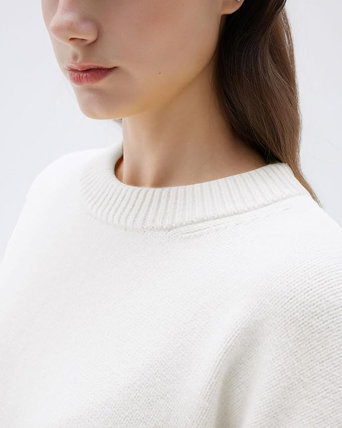 SUUKSESS Women Cashmere Blend Oversized Crew Neck Long Sleeve Pullover Sweaters
