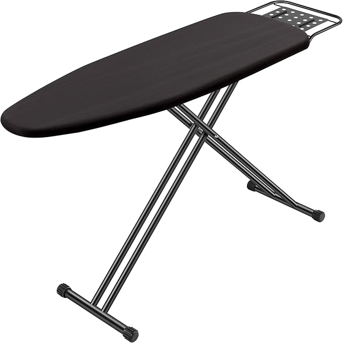 Full Size Ironing Board 15" X 47" with Heat Resistant Cover and Thicken Felt Pad, Safety Iron Rest, Heavy Duty,Anti-Skid Feet, Height Adjustable